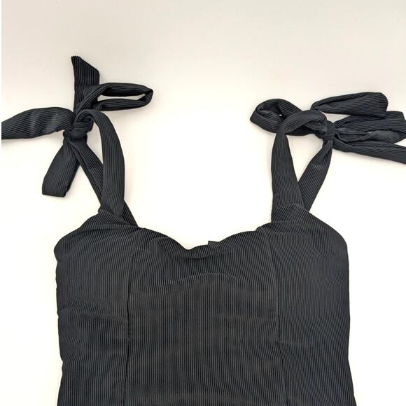 Beach Riot Women's Soft Rib Sydney One Piece Swimsuit Tie Shoulder Black Size S - Picture 3 of 13